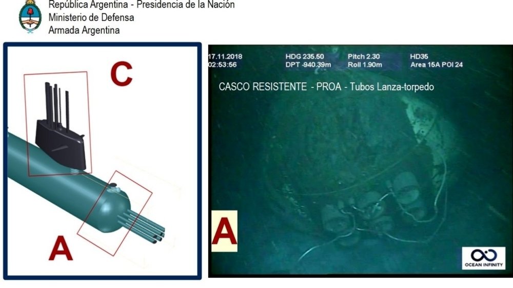 ВМС Аргентины опубликовали фотографии затонувшей подлодки «Сан-Хуан»