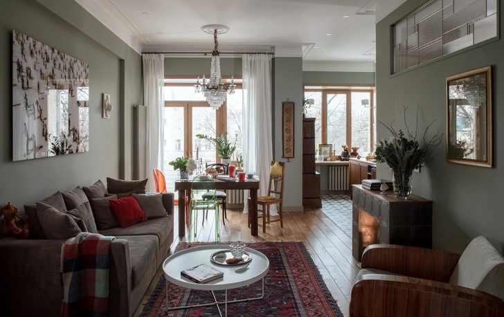 Уютная квартира 65 м² в старом доме в центре Москвы идеи для дома,интерьер и дизайн
