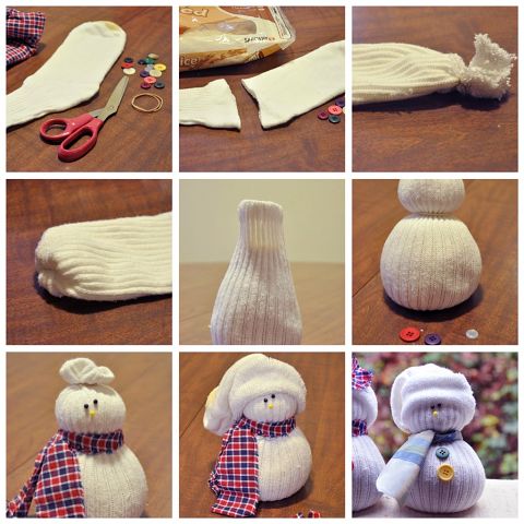 Забавные снеговики из носочков Забавные снеговики из носочков поделки к новому году, креатив