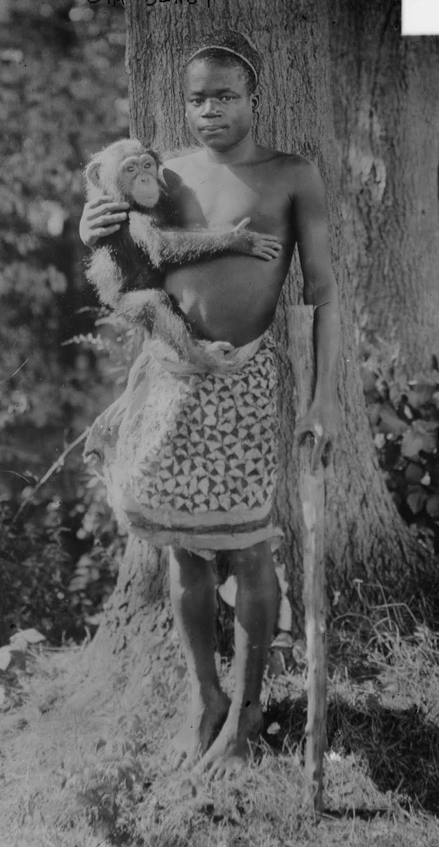 Ота Бенга, конголезец, в нью-йоркском зоопарке Бронкса в 1906 году.