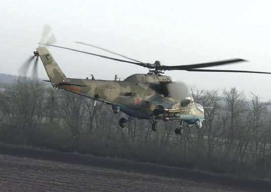 Экипаж вертолета Ми-35М ВКС успешно поразил подразделения ВСУ на Купянском направлении