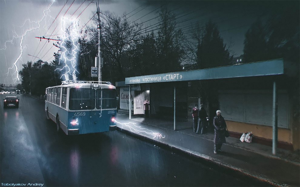 Российский художник с помощью "Фотошопа" превращает серые российские города в мир будущего искусство