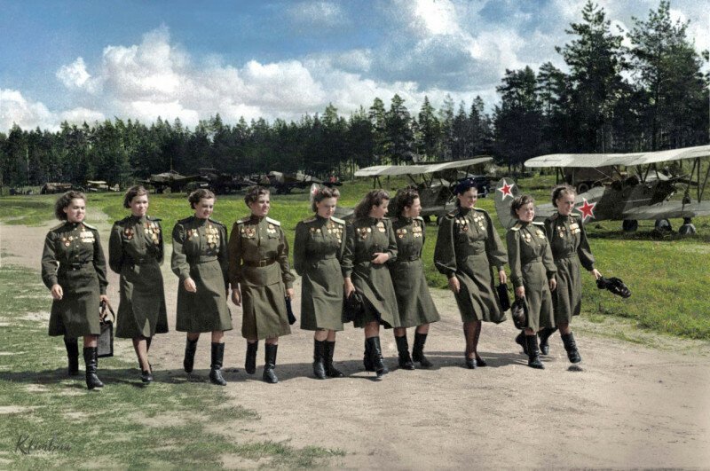 "Ночные ведьмы" готовятся к Параду Победы. 1945 история, ретро, фото