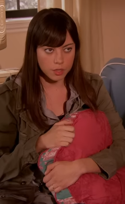 Aubrey Plaza as April Ludgate in Parks and Recreation who has a dark sense of humor.