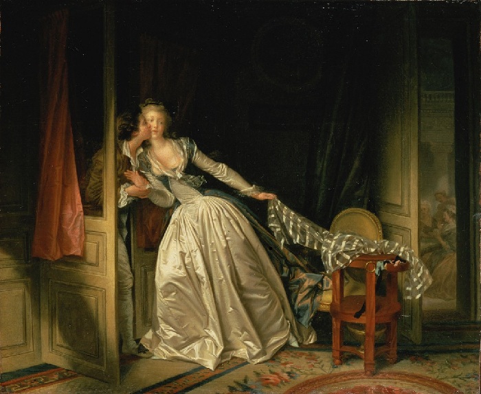 «Поцелуй украдкой» конец 1780-х. Автор: Жан Оноре Фрагонар. 