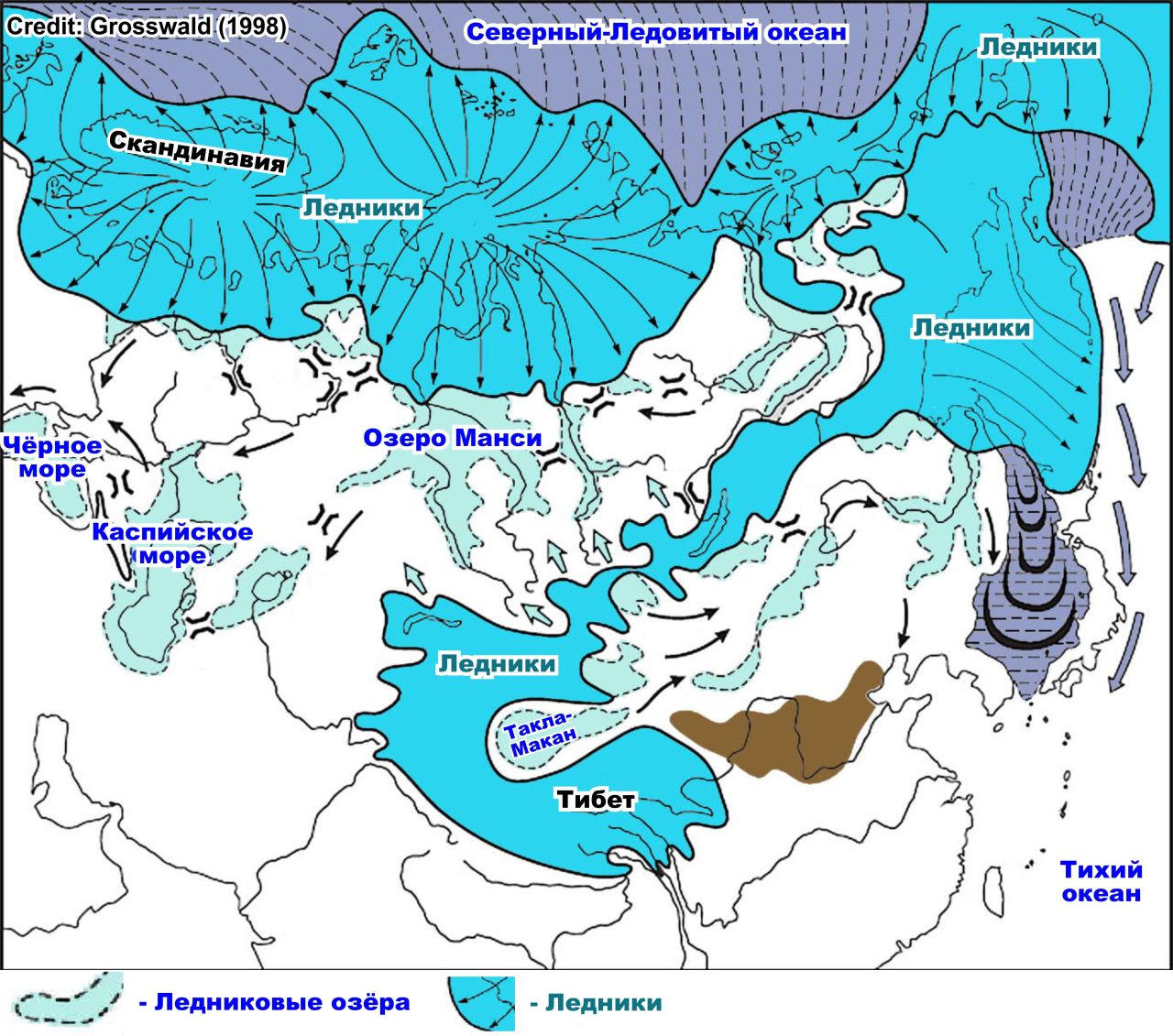 Распространение озер. Центр древнего оледенения Евразии. Карта ледника в Ледниковый период. Граница ледника в Ледниковый период на карте России. Великое оледенение (Ледниковый период) карта.