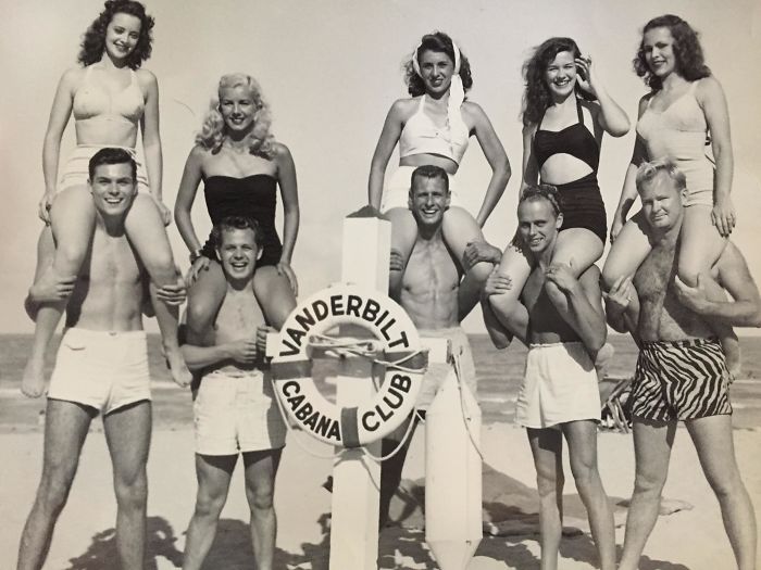 My Grandpa (Far Left) With Some Babes On Babes, 1940s