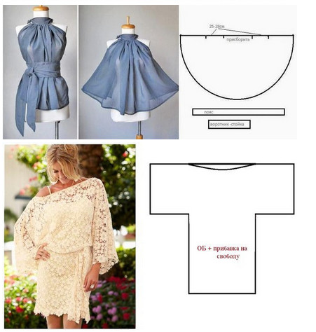 15 цельнокроеных модных выкроек для не умеющих шить. Убедитесь,  что шить может каждый! выкройка