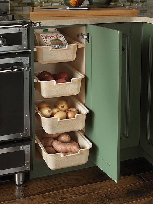 12 идей - как организовать места хранения овощей и фруктов на кухне
