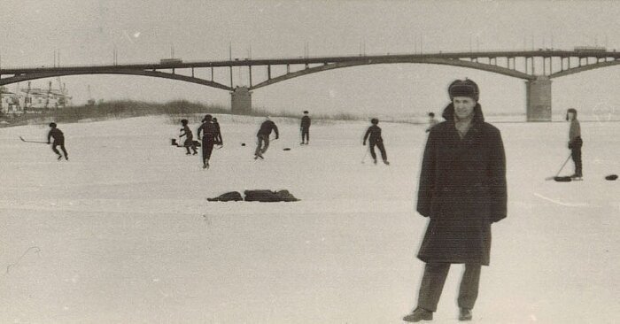 Хоккей на Оке, Горький, 1968 год здоровые, люди, ностальгия, ретро, советский спорт, спорт, фото