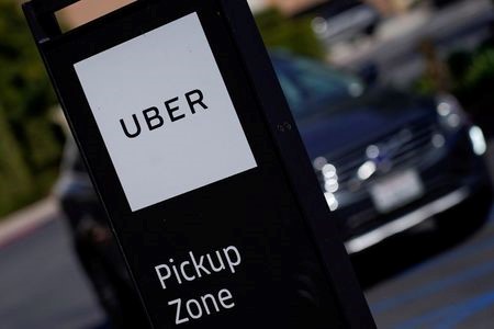 An Uber pick-up location is pictured in San Diego, California, September 30, 2019. REUTERS/Mike Blake