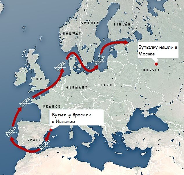 Девочка бросила бутылку с письмом в море в Испании и получила ответ из Москвы страны