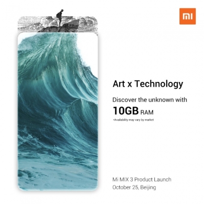 Официально: у Xiaomi Mi Mix 3 будет 10 ГБ ОЗУ и 5G мобильные телефоны