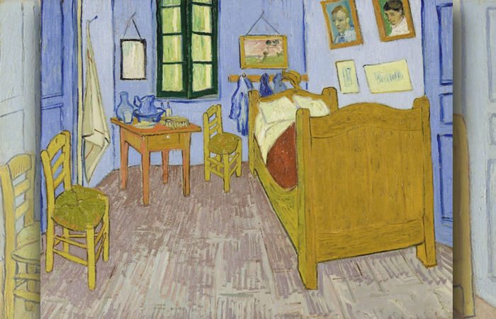 «Спальня в Арле», Третья версия, конец сентября 1889 г. Холст, масло, 57,5 x 74 см, Музей Орсе, Париж.