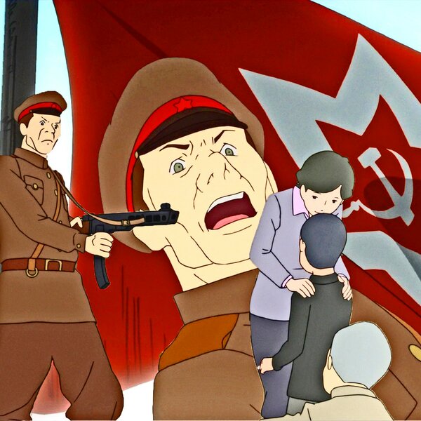 Ожидания японцев от советских войск [коллаж с использованием кадров из аниме "Остров Джованни"]