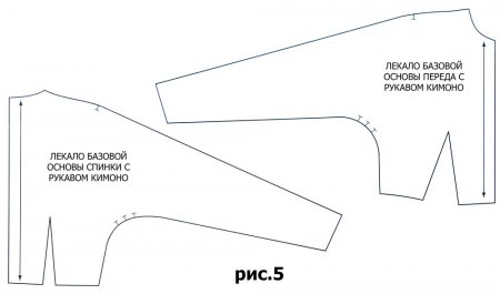 Женственный рукав кимоно: моделирование и выкройки рукава, переда, кимоно, спинки, линии, плеча, выкройку, рукавом, проймы, плечевых, срезов, середины, нижним, точки, изделия, линию, основы, рукав, показано, точек