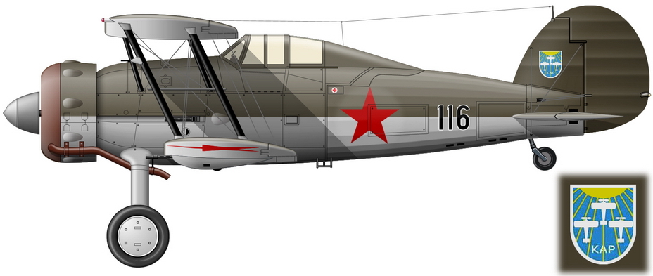 Gloster Gladiator Mk.I (серийный №116), ранее состоявший на вооружении 1-й эскадрильи латвийских ВВС, а с августа 1940 года до немецкого вторжения просто простоявший на аэродроме Крустпилс. Эмблема на киле была традиционным обозначением для латвийских «Гладиаторов» – именно такой щит использовался в кампании по сбору пожертвований на нужды военной авиации, во многом благодаря которой и были закуплены эти истребители - Цвета военного неба: прибалтийское наследство | Военно-исторический портал Warspot.ru