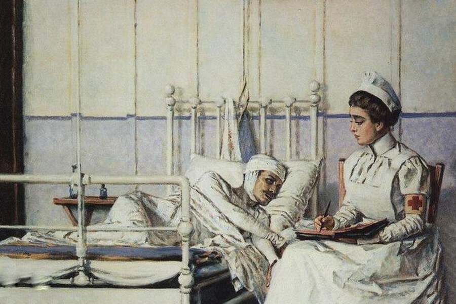  Лидия Васильевна Андреевская-Верещагина изображена на картине мужа в образе медсестры