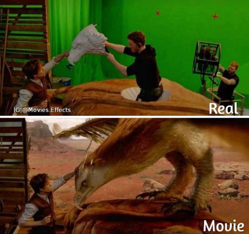 Instagram-аккаунт, показывающий сцены из фильмов до и после добавления спецэффектов Instagram-аккаунт, показывающий сцены из фильмов до и после добавления спецэффектов