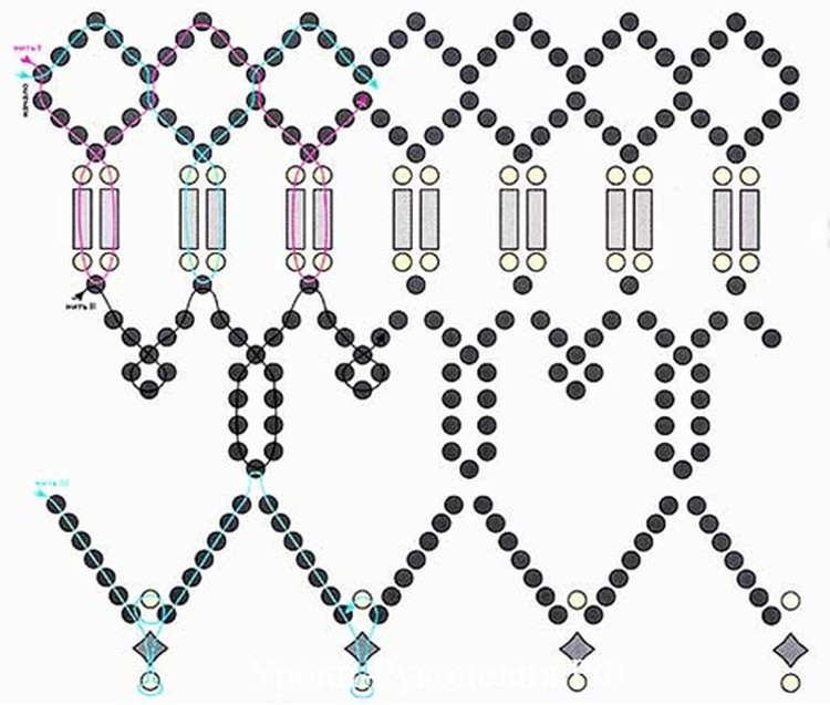 Схемы плетения ожерелья. Схемы плетения колье из бисера и бусин. Бисероплетение схемы колье. Плетение из стекляруса колье схема. Колье из бисера схемы плетения.
