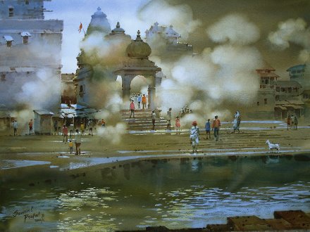Фото Indian Watercolor Painting.