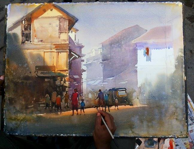 Фото Indian Watercolor Painting.