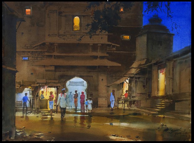 Фото Indian Watercolor Painting.