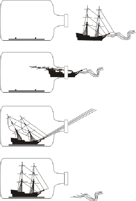 Один из вариантов сборки корабля в бутылке. /Фото: wikipedia.org