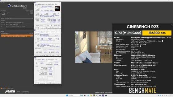 96-ядерный Threadripper PRO 9995WX набрал 186 800 баллов в Cinebench, но при почти 1000 Вт