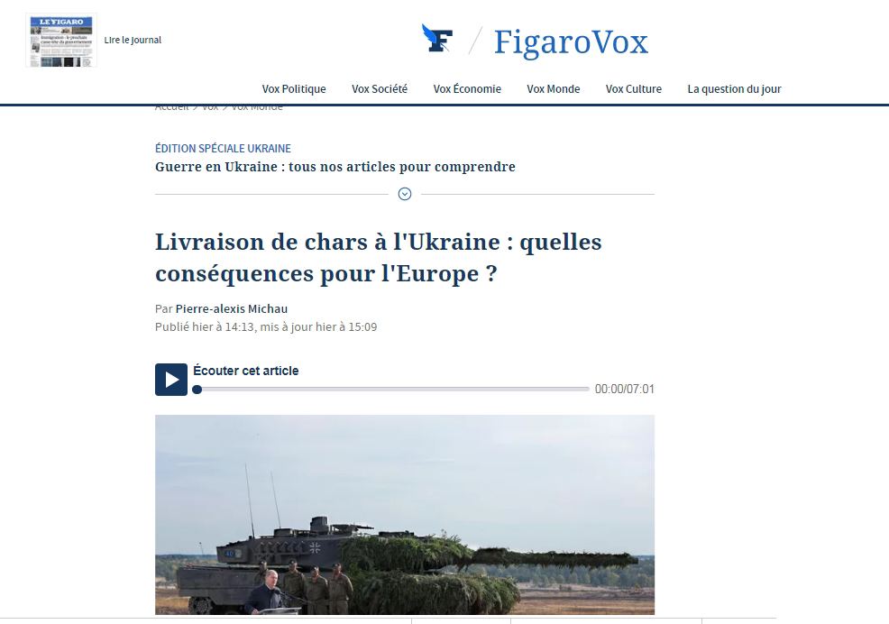 LE FIGARO: ПОМОЩЬ УКРАИНЕ РАВНОСИЛЬНА ГРАБЕЖУ АРСЕНАЛОВ ФРАНЦИИ геополитика