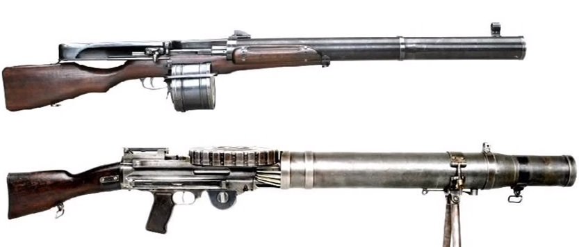 Автоматическая винтовка Хуота в сравнении с пулеметом Льюиса. Фото youtube.com/jmantime 