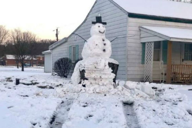 Американец решил сбить чужого снеговика и наказал сам себя америка