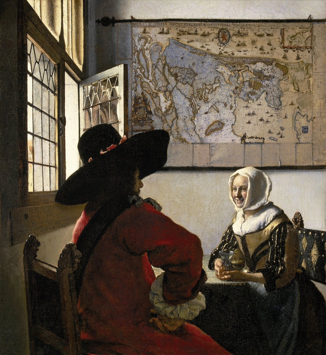 «Офицер и смеющаяся девушка», ок. 1657, холст, масло, Коллекция Фрика, Нью-Йорк
(куплена в 1911 году Генри Фриком из коллекции Сэмюэла Джозефа)