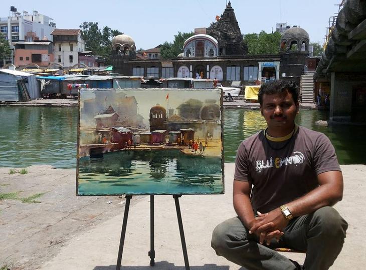 Фото Indian Watercolor Painting.