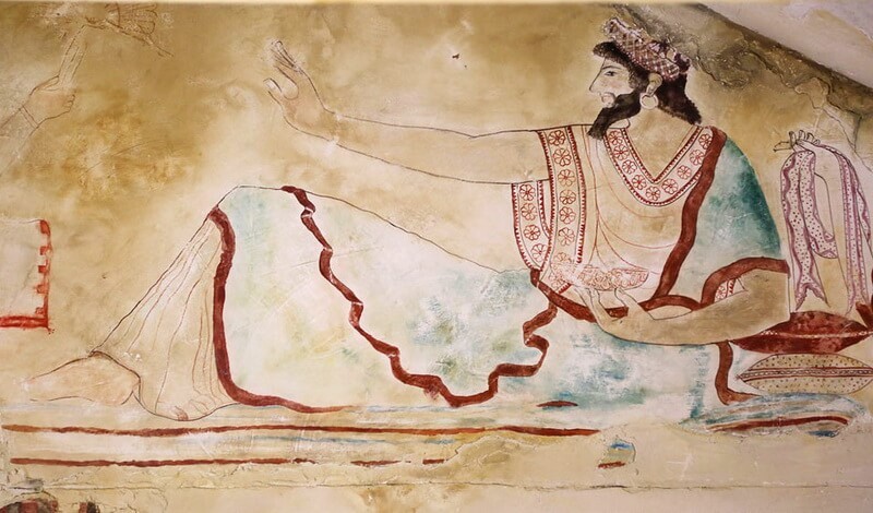 ​Роспись лидийской гробницы Карабурун II с пиршественной сценой, около 470 года до н.э. dreamstime.com - Владыки золота | Warspot.ru