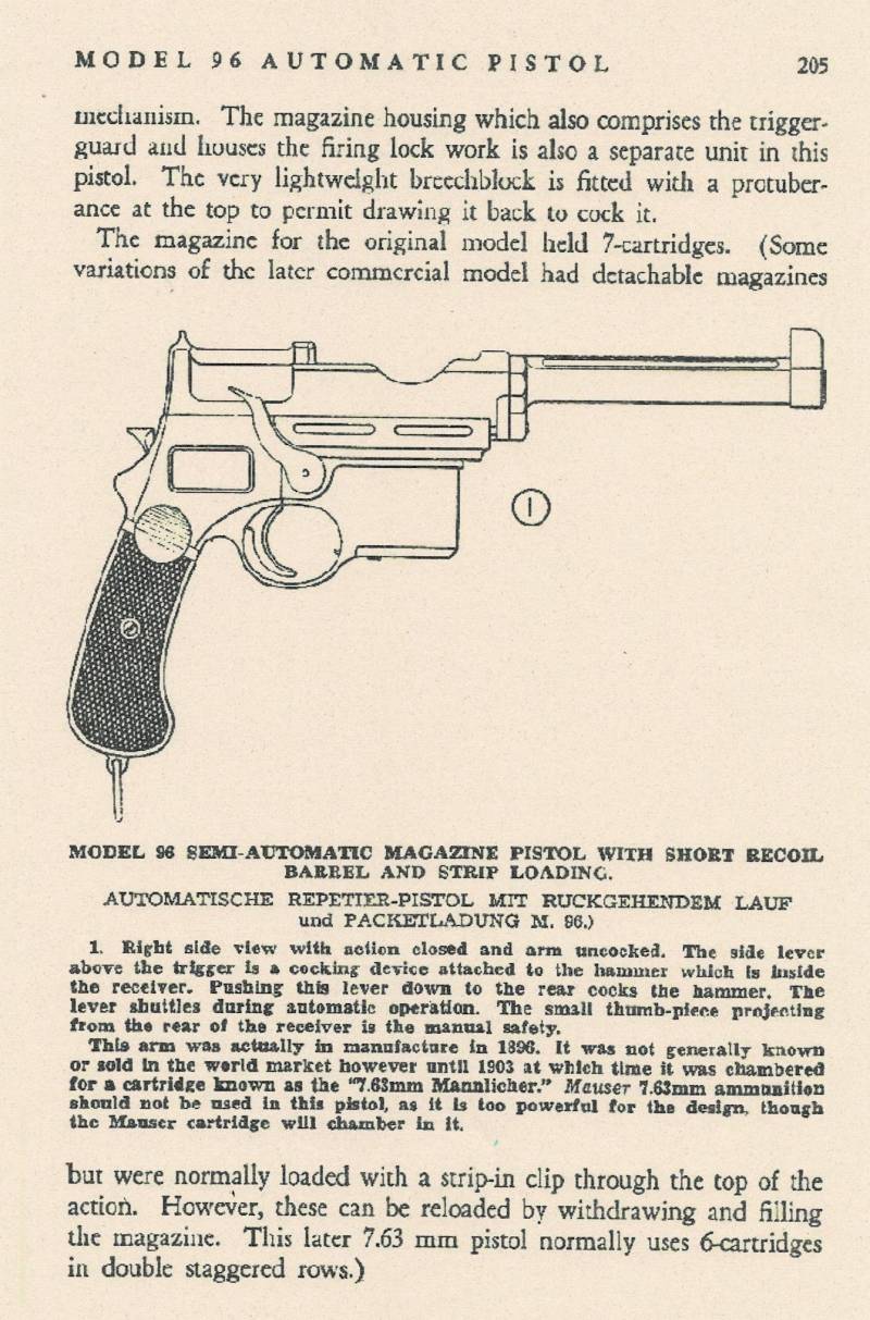 Ещё раз к вопросу о рычаге на пистолете «Манлихер» М1896 г. оружие