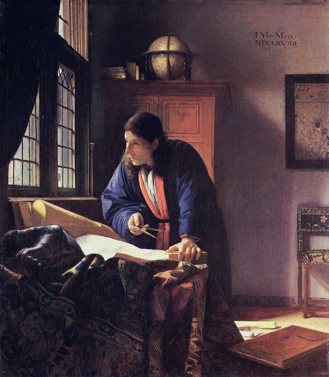 «Географ», 1669, холст, масло, Штеделевский художественный институт, Франкфурт-на-Майне, (в 1885 году куплена за 9000 крон у Адольфа Иосифа Боша)