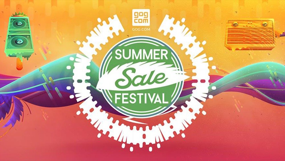 Feature titles. GOG распродажа. GOG.com. Summer sale. GOG logo.