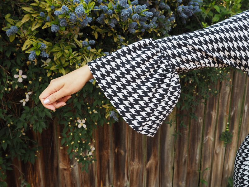 Gingham bell sleeve dress