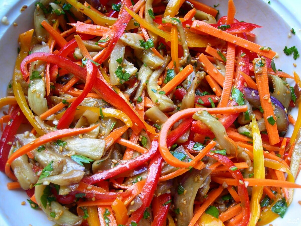 Салат из перца, баклажанов и моркови по-корейски рецепты