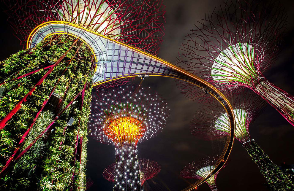 Футуристические прибрежные сады сингапура дизайн,сады,Сингапур