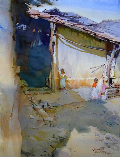 Фото Indian Watercolor Painting.