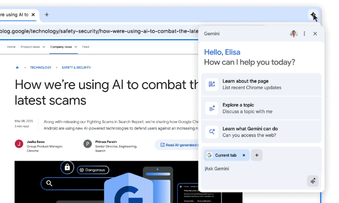 ИИ-бот Gemini стал доступен без подписки в Google Chrome