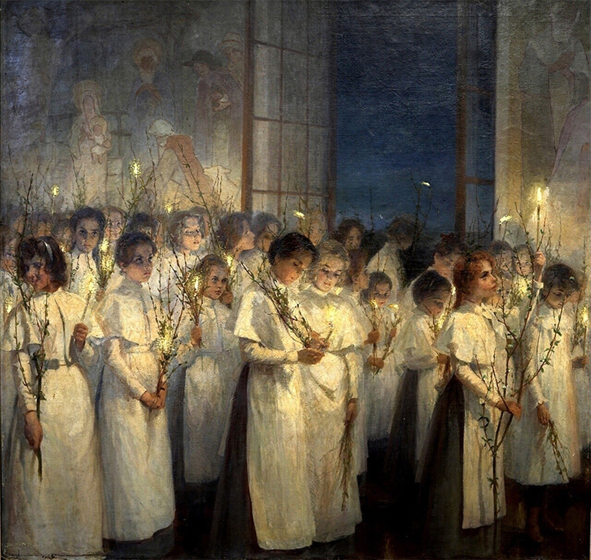 Серафима Блонская «Девочки. Вербное воскресенье», 1900 год  Картина «Девочки. Вербное воскресенье» — дипломная работа художницы Серафимы Блонской, которая стала самой известной из её картин.