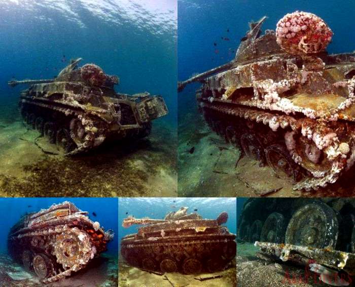 Танк, который стал частью подводного музея. /Фото: arabdivers.jo