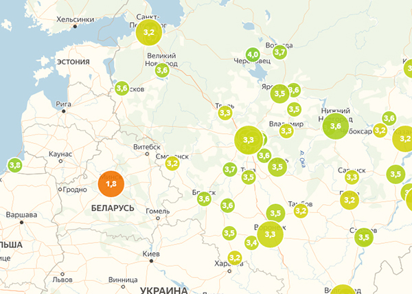 Индекс самоизоляции, Беларусь и западная часть России(2020)|Фото: yandex.ru