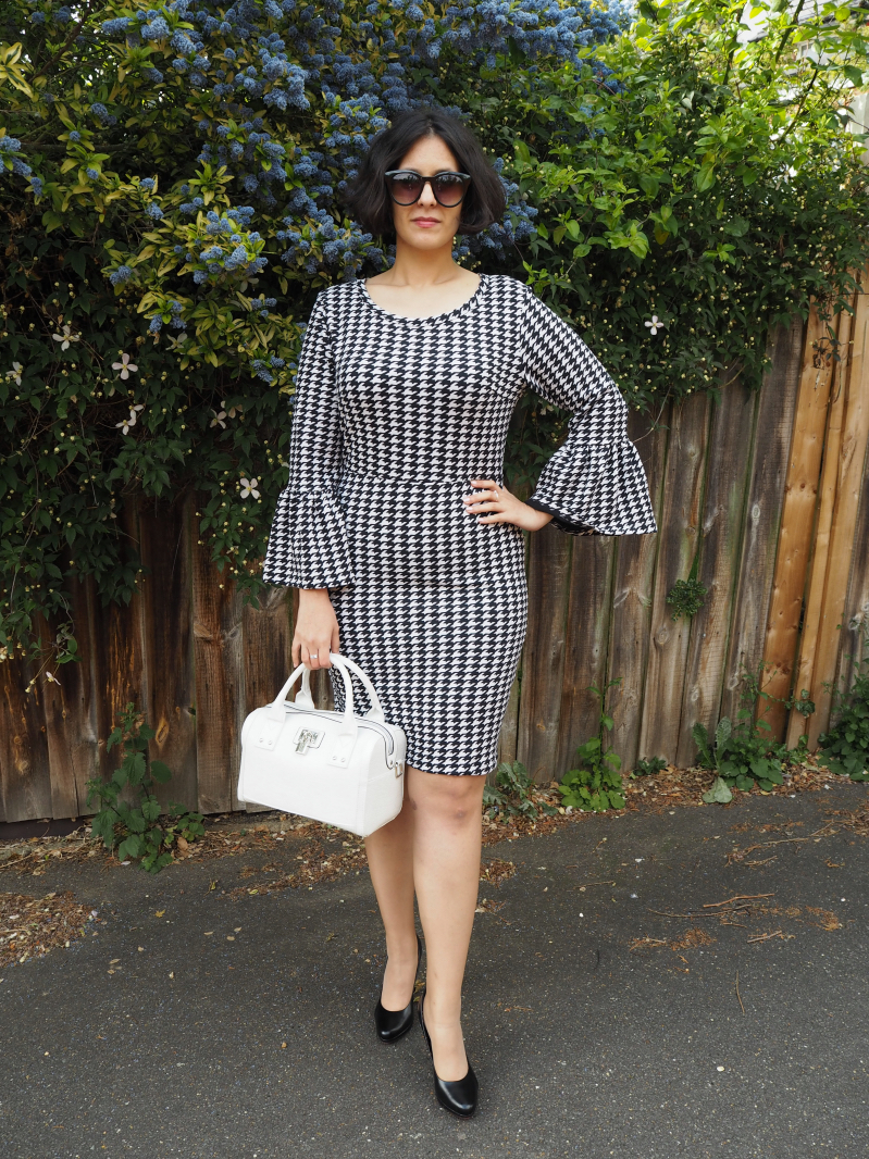 Gingham bell sleeve dress