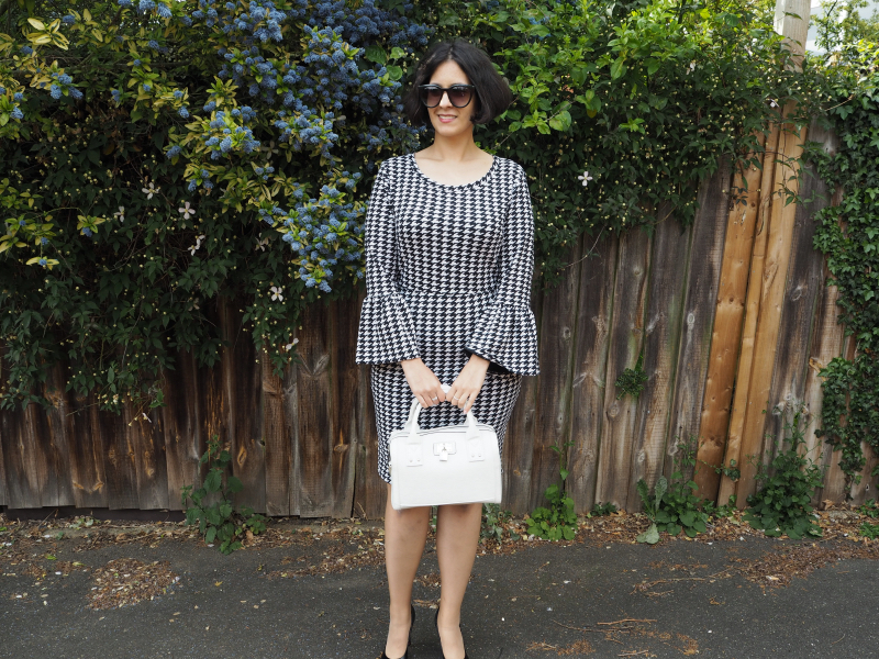 Gingham bell sleeve dress