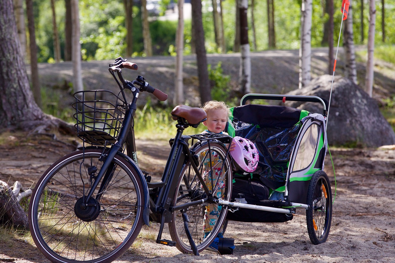 прогулочный велосипед с детским креслом