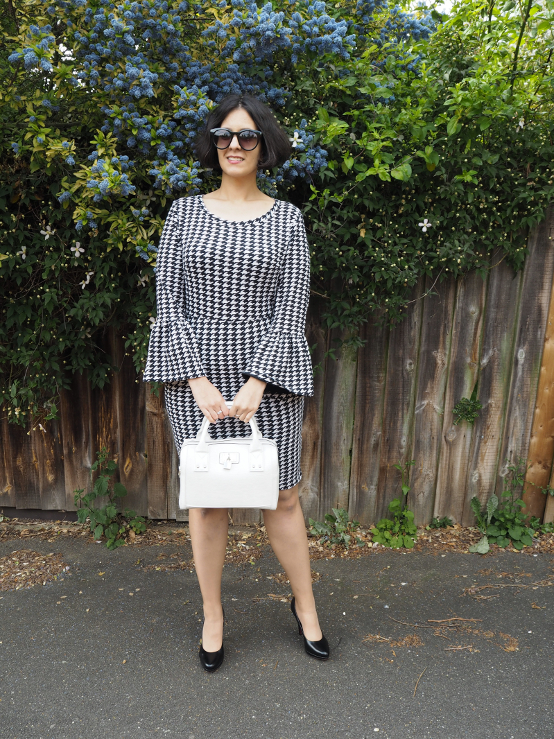 Gingham bell sleeve dress